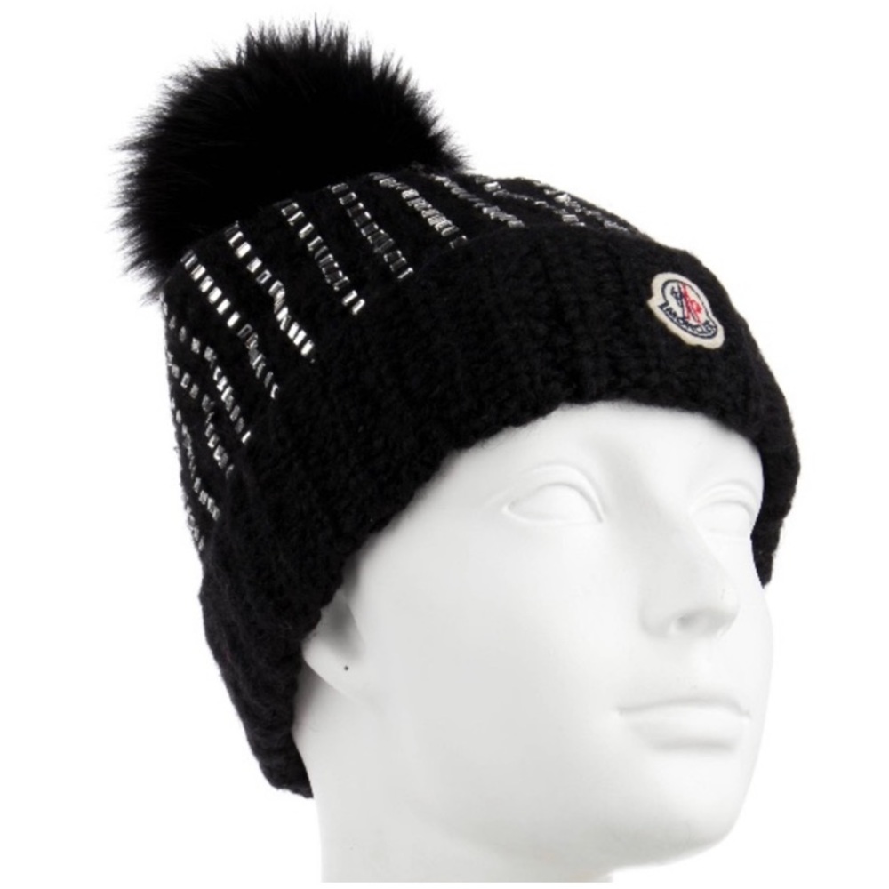 Firm$ Auth Moncler beanie with crystal and real fox fur pom—no offers please.